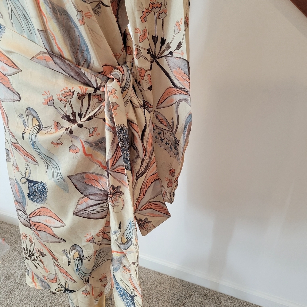 Cotelac Wrap Dress Floral Print Short‎ Sleeve Size M - Picture 6 of 7